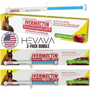 Ivermectin Horse Paste Apples Flavored, 6.08 g 1.87% (3-Pack)-Horse Dewormer NEW